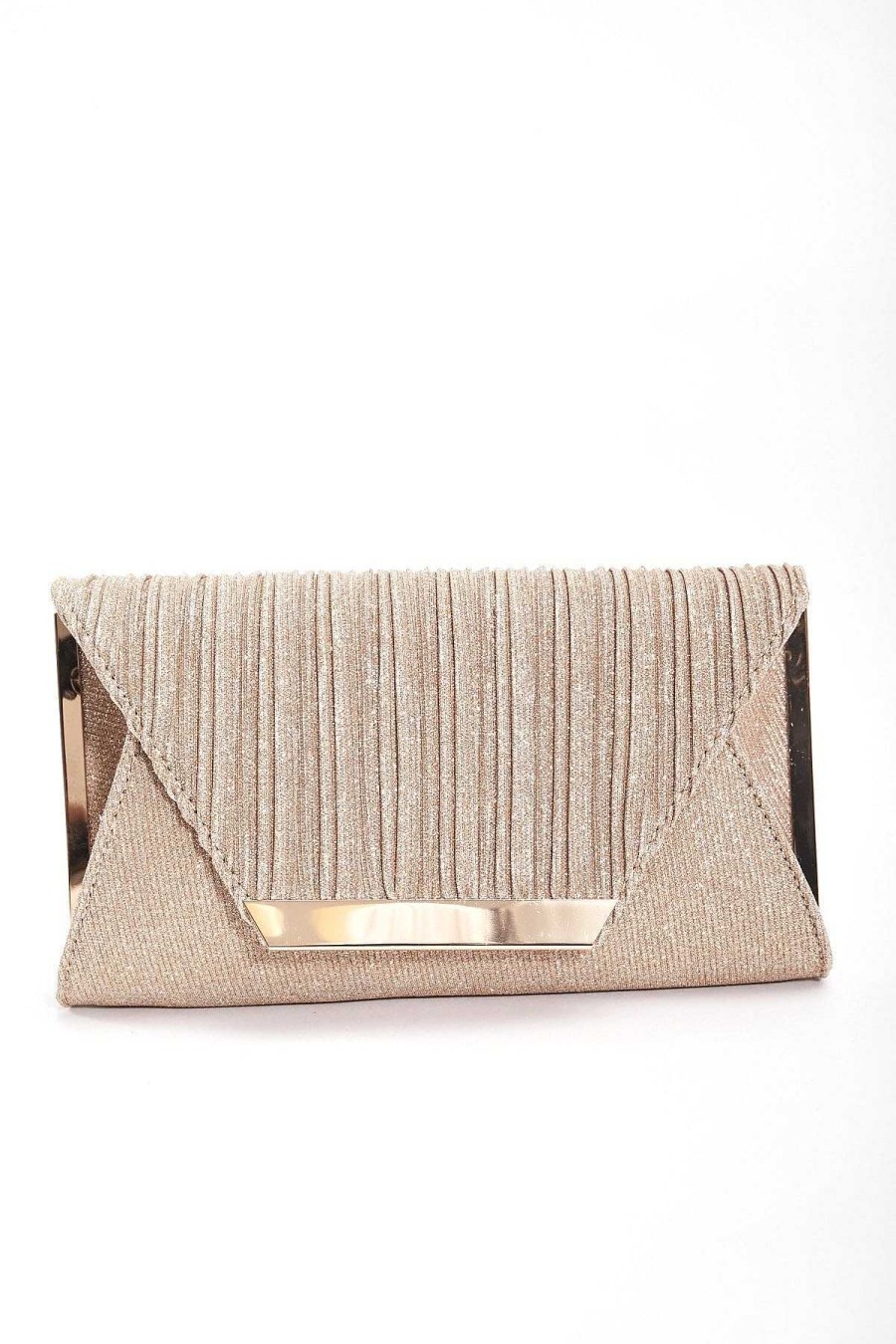 Accessories | SOUL Accessories Sparkle Pleated Front Clutch In Gold