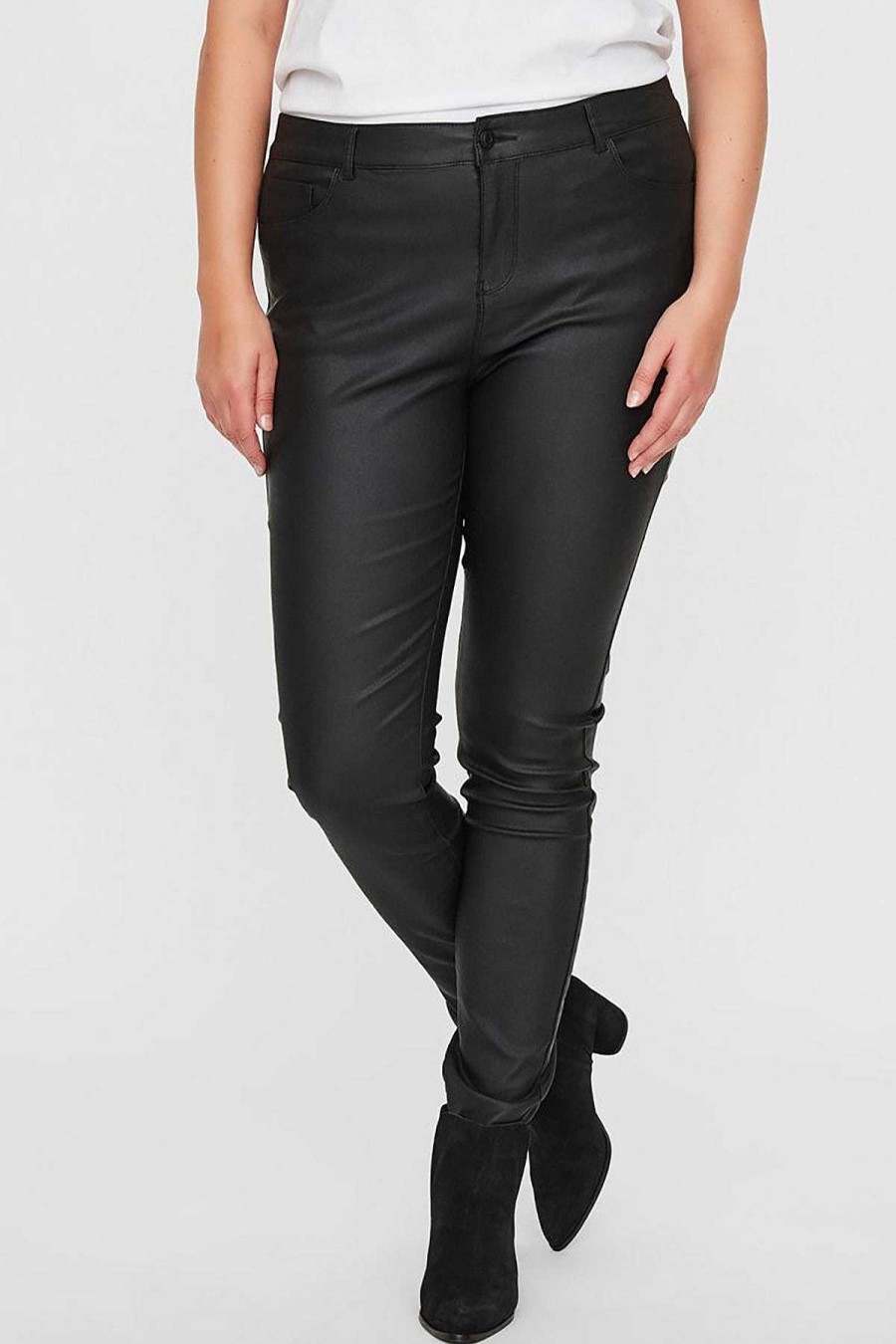 Jeans & Trousers | Vero Moda Curve Curve - Coated Pants In Black