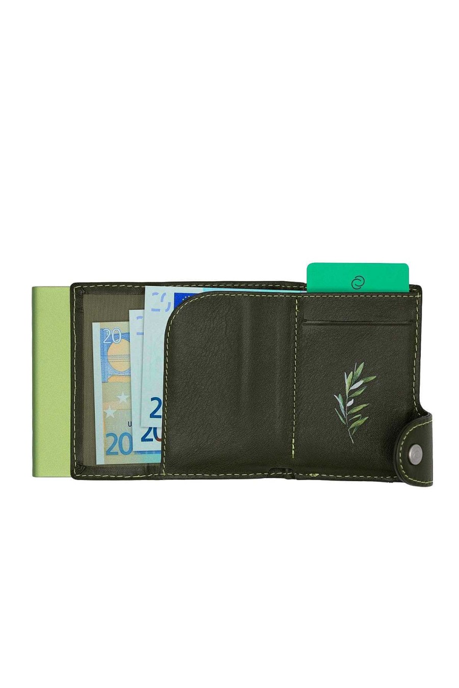 Him | C-Secure Classic Leather Coin Holder In Green