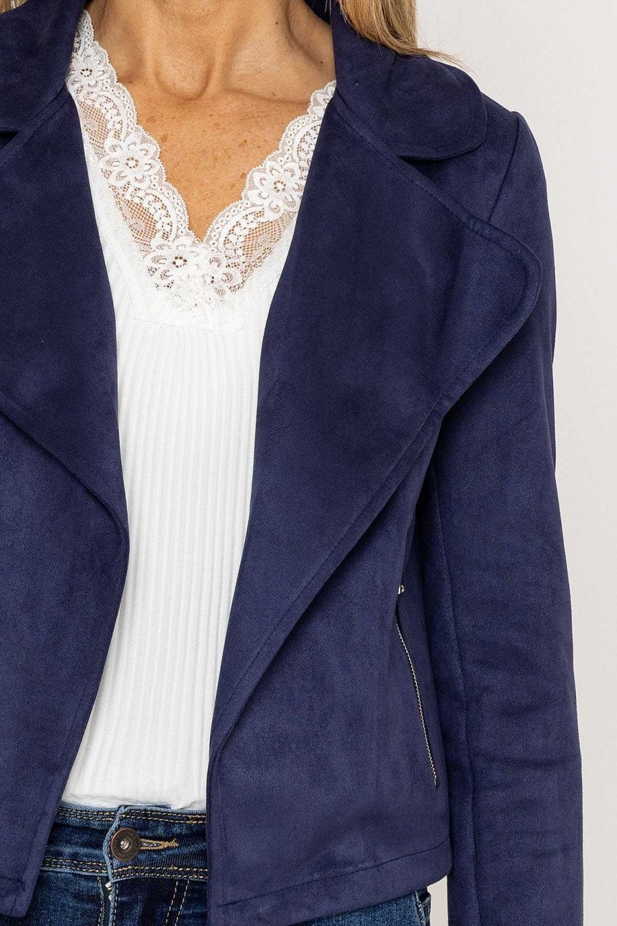 Blazers | Pala D'oro Suede Cover Up Jacket In Navy