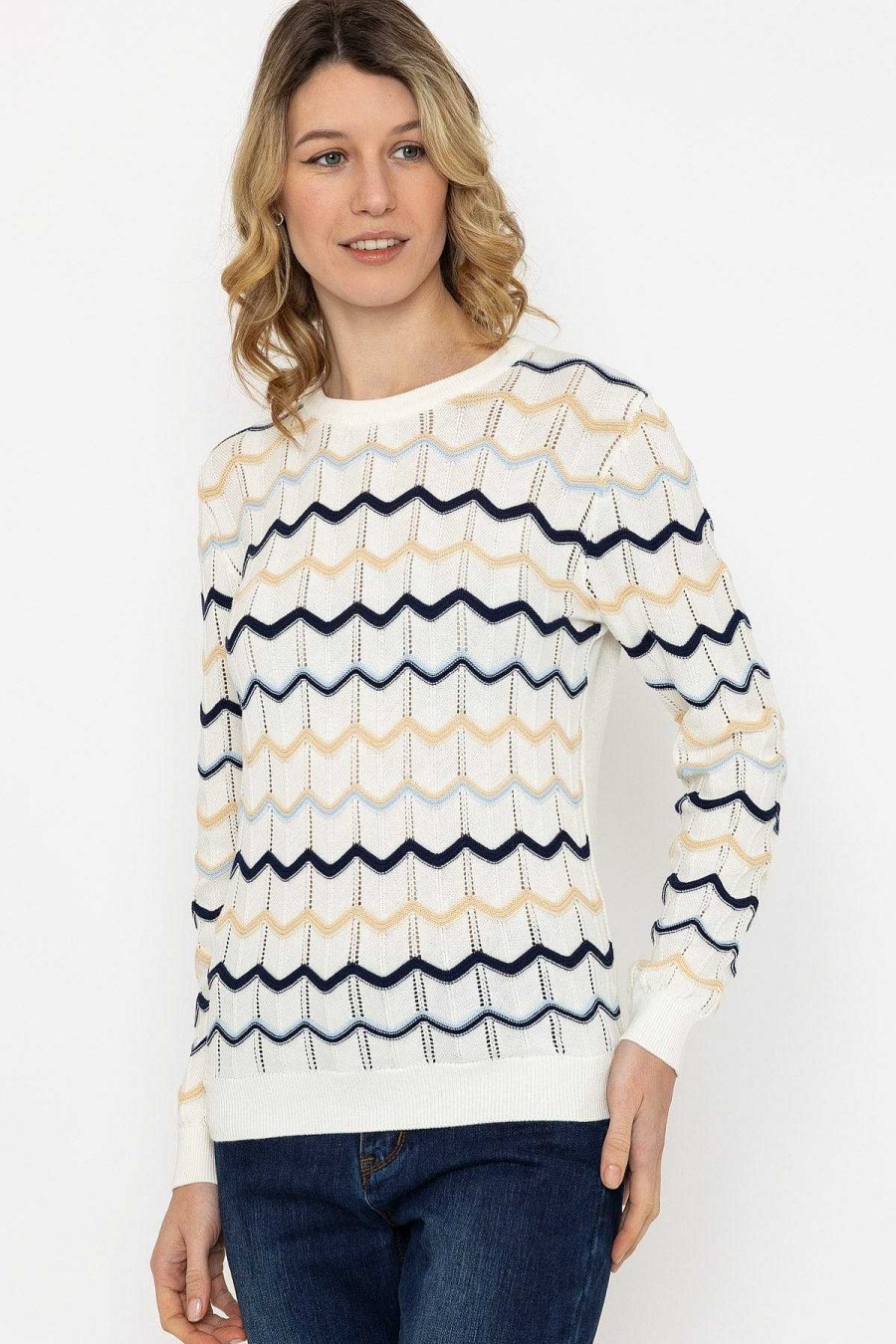 Jumpers & Cardigans | Rowen Avenue Textured Crew Neck Knit In Ecru