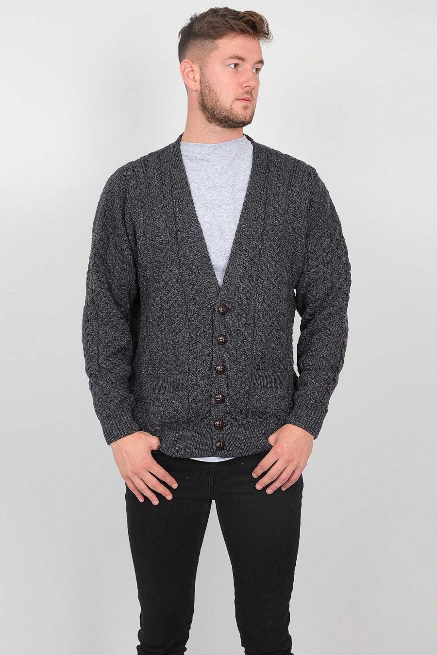 Jumpers & Cardigans | Aran Woollen Mills Mens V Neck Cardigan