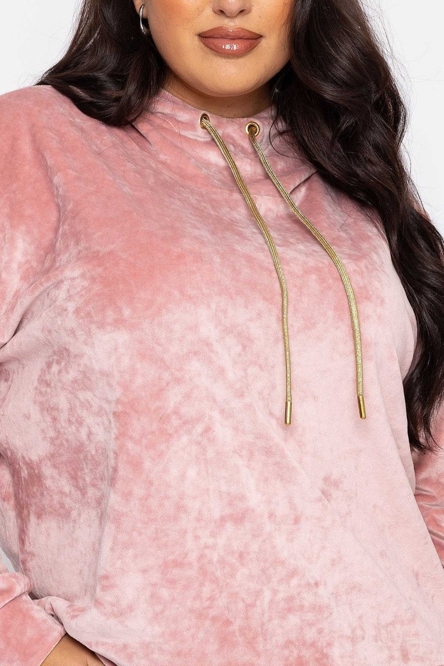 Hoodies & Sweatshirts | Kelly & Grace Weekend Velvet Hoody In Pink