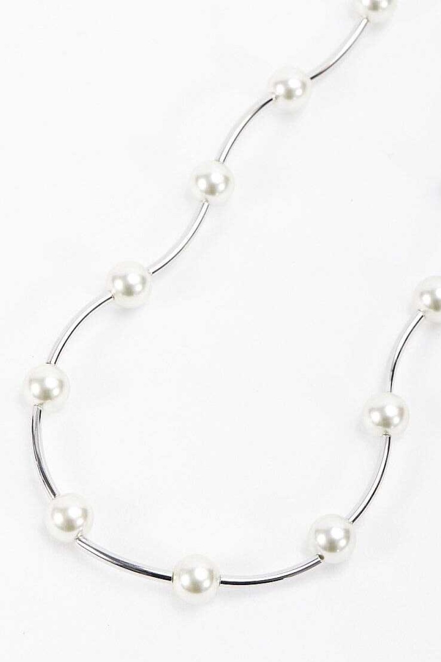 Necklaces | Soul Jewellery Silver Tone Curved Pearl Necklace