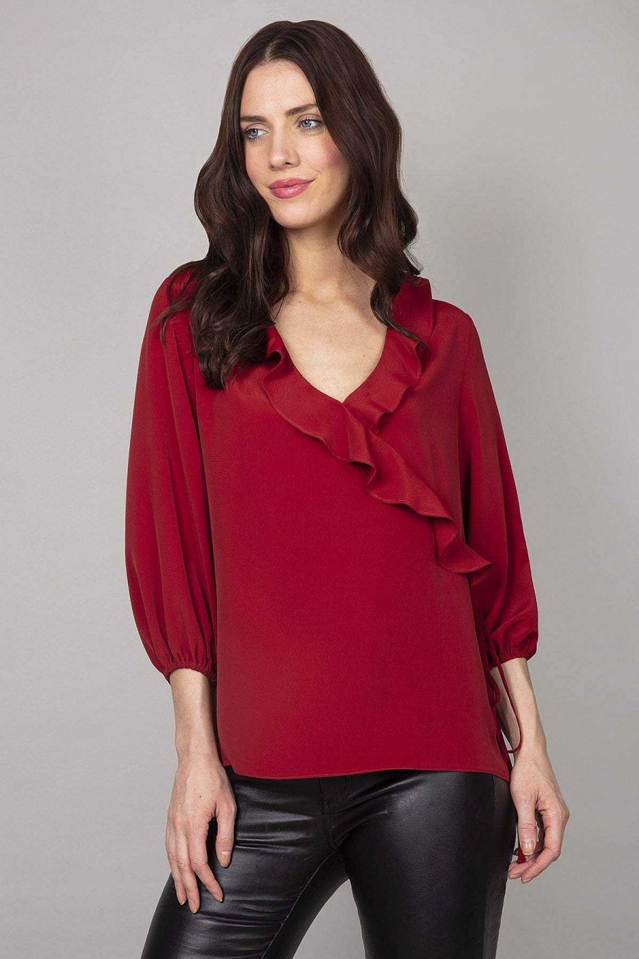 Tops & Blouses | Rowen Avenue Frill Blouse In Burgundy