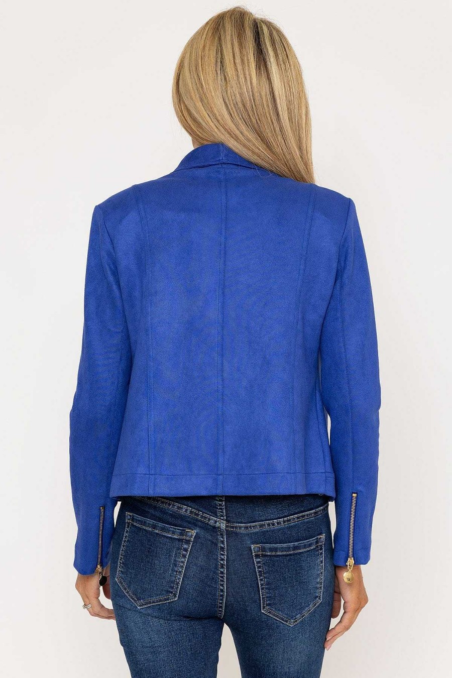 Coats & Jackets | J'aime la Vie Suedette Zip Jacket In Blue