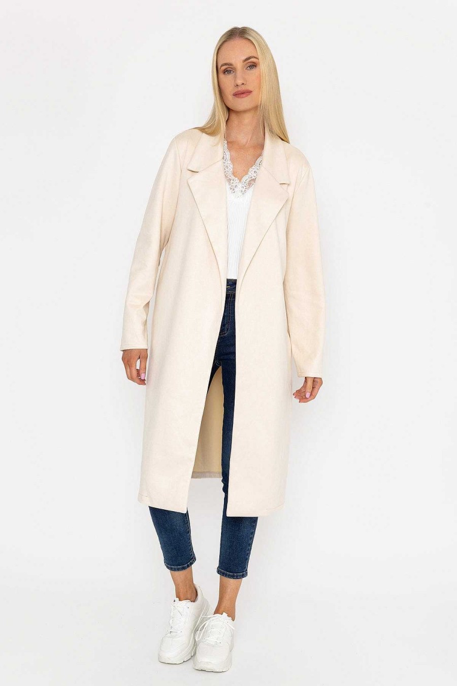 Coats & Jackets | Pala D'oro Long Suede Coat In Beige