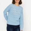 Jumpers & Cardigans | Kelly & Grace Weekend Textured Crew Neck In Blue