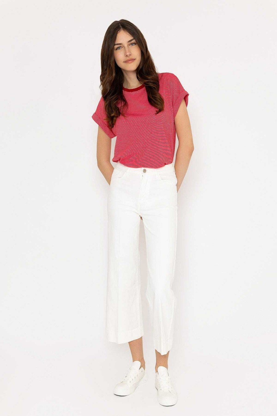 Jeans & Trousers | Oraije Windy Crop White Denim Jeans