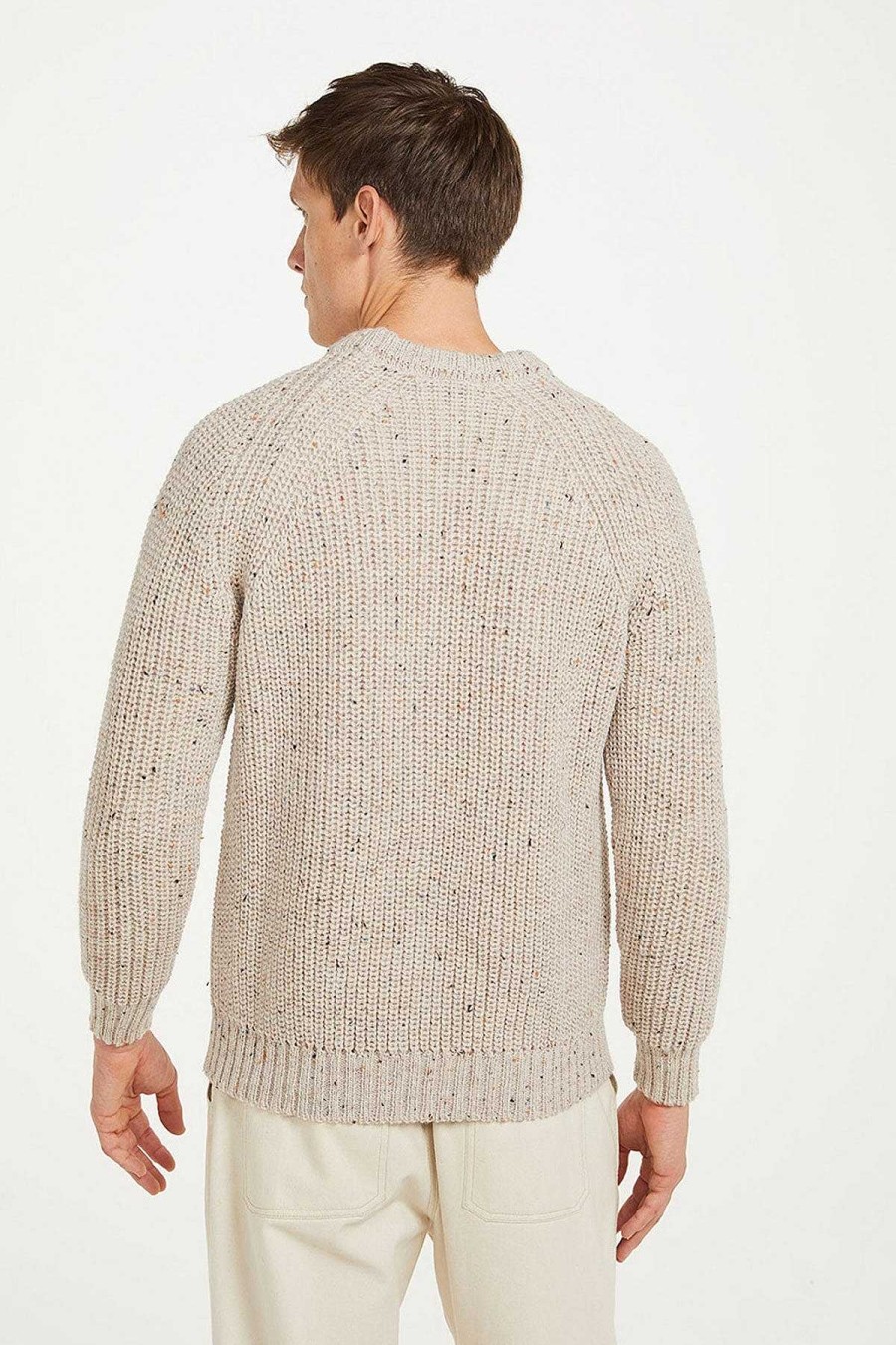 Him | Aran Woollen Mills Men'S Crew Neck Raglan Sweater In Beige