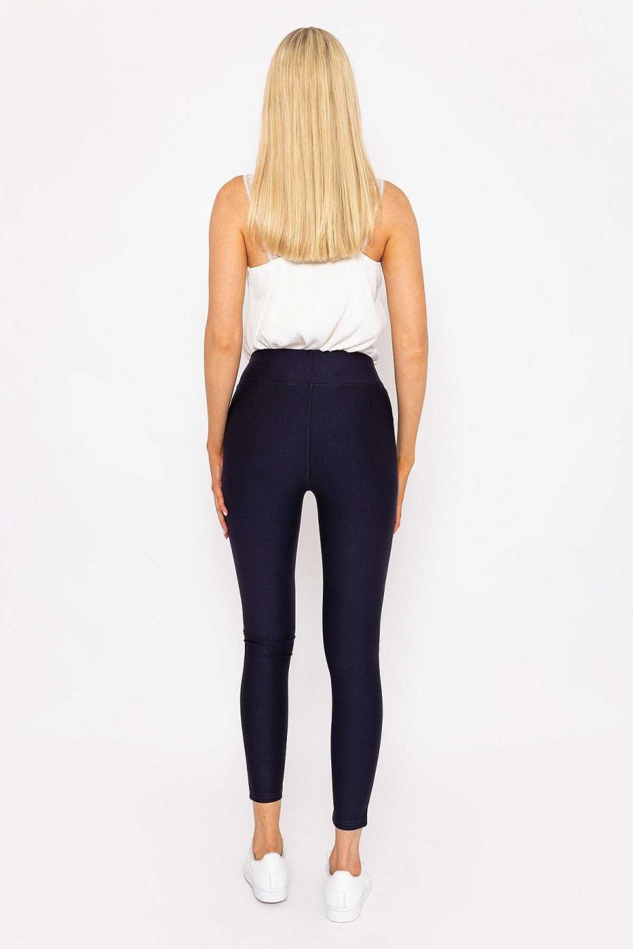 Jeans & Trousers | J'aime la Vie Pu Ponte Leggings In Navy