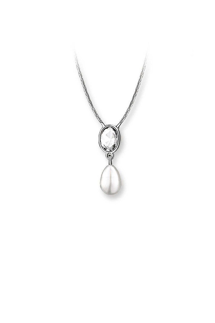 Gran | Newbridge Silverware Jewellery Pearl Drop Pendant With Clear Stone