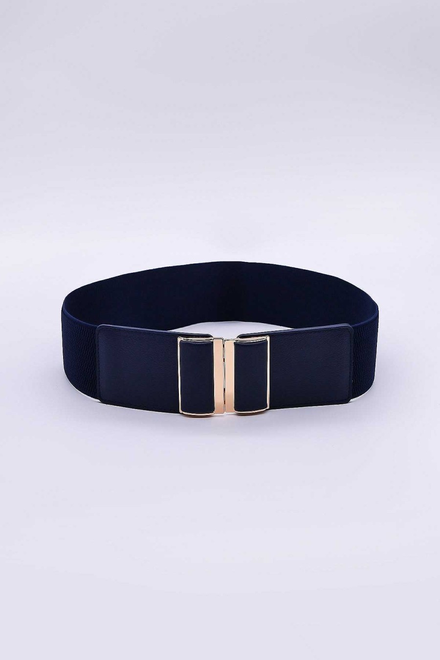 Belts | SOUL Accessories Gold Clasp Elastic Belt In Navy