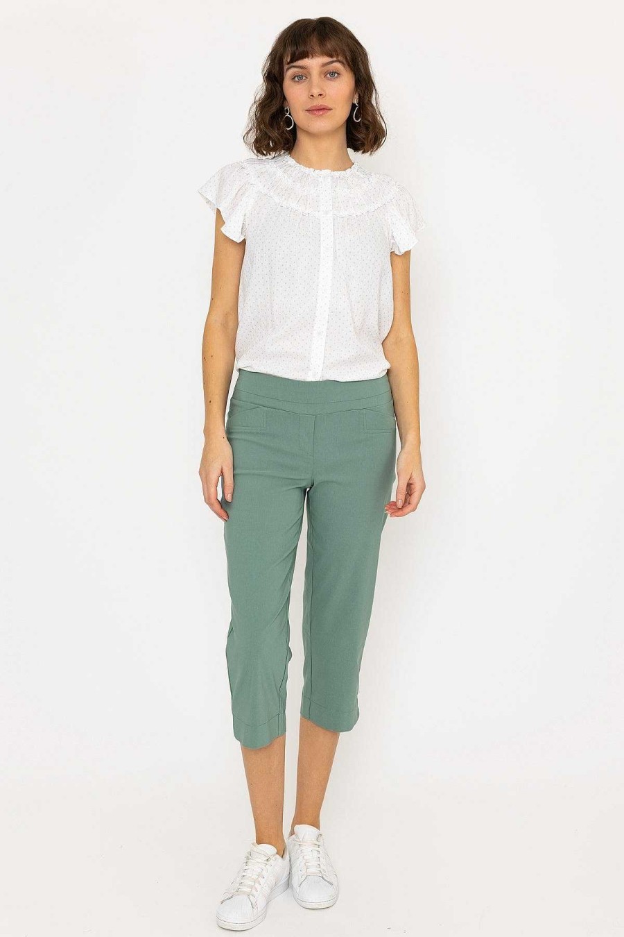 Jeans & Trousers | Kelly & Grace Weekend Bengaline Crop Pant In Khaki