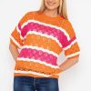 Jumpers & Cardigans | Pala D'oro Pink And Orange Stripe Knit Jumper