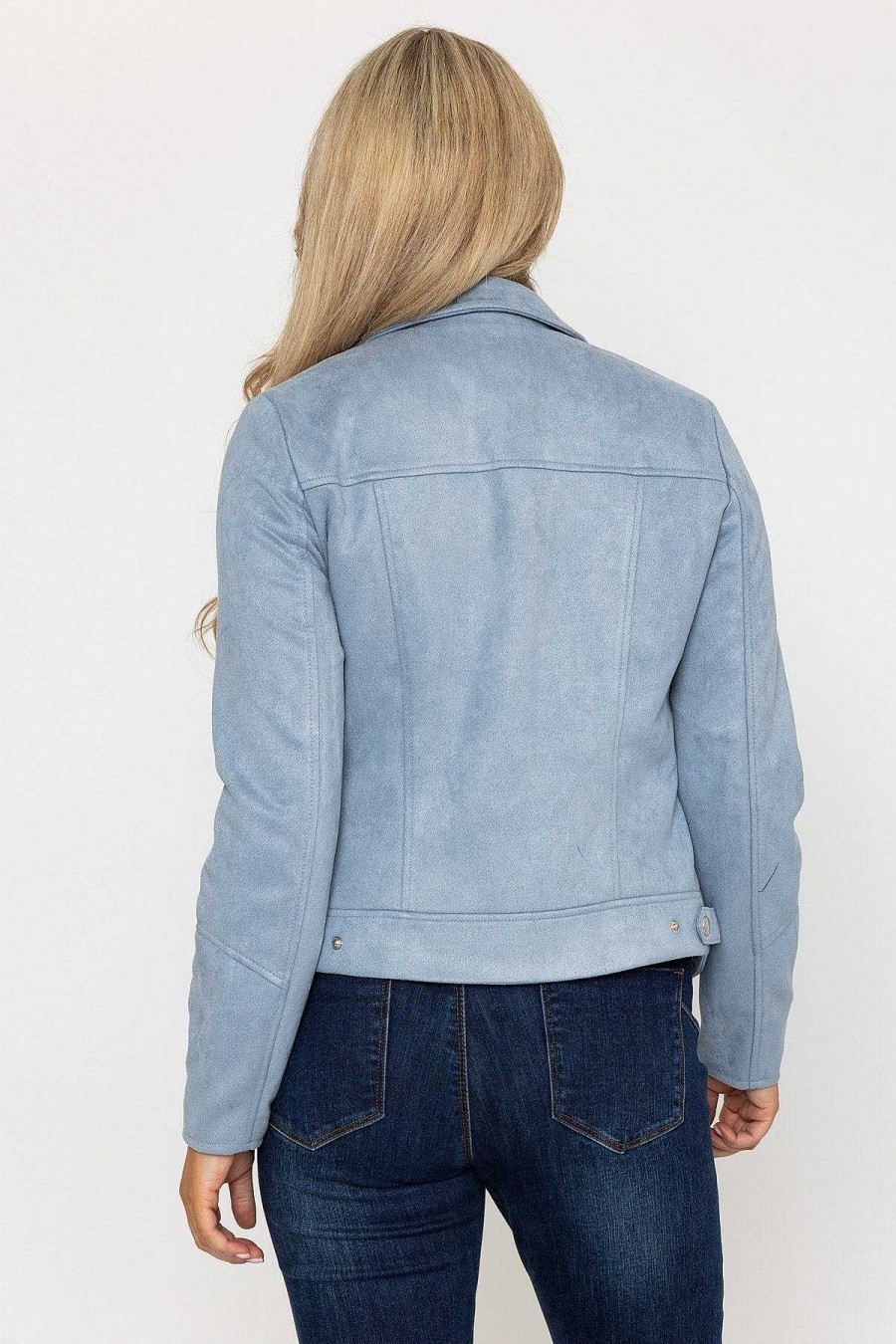 Coats & Jackets | Rowen Avenue Suede Biker Jacket In Light Blue