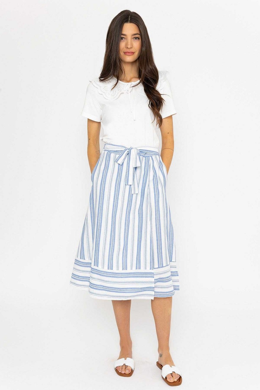 Skirts & Shorts | Rowen Avenue Blue Stripe Midi Skirt With Tie