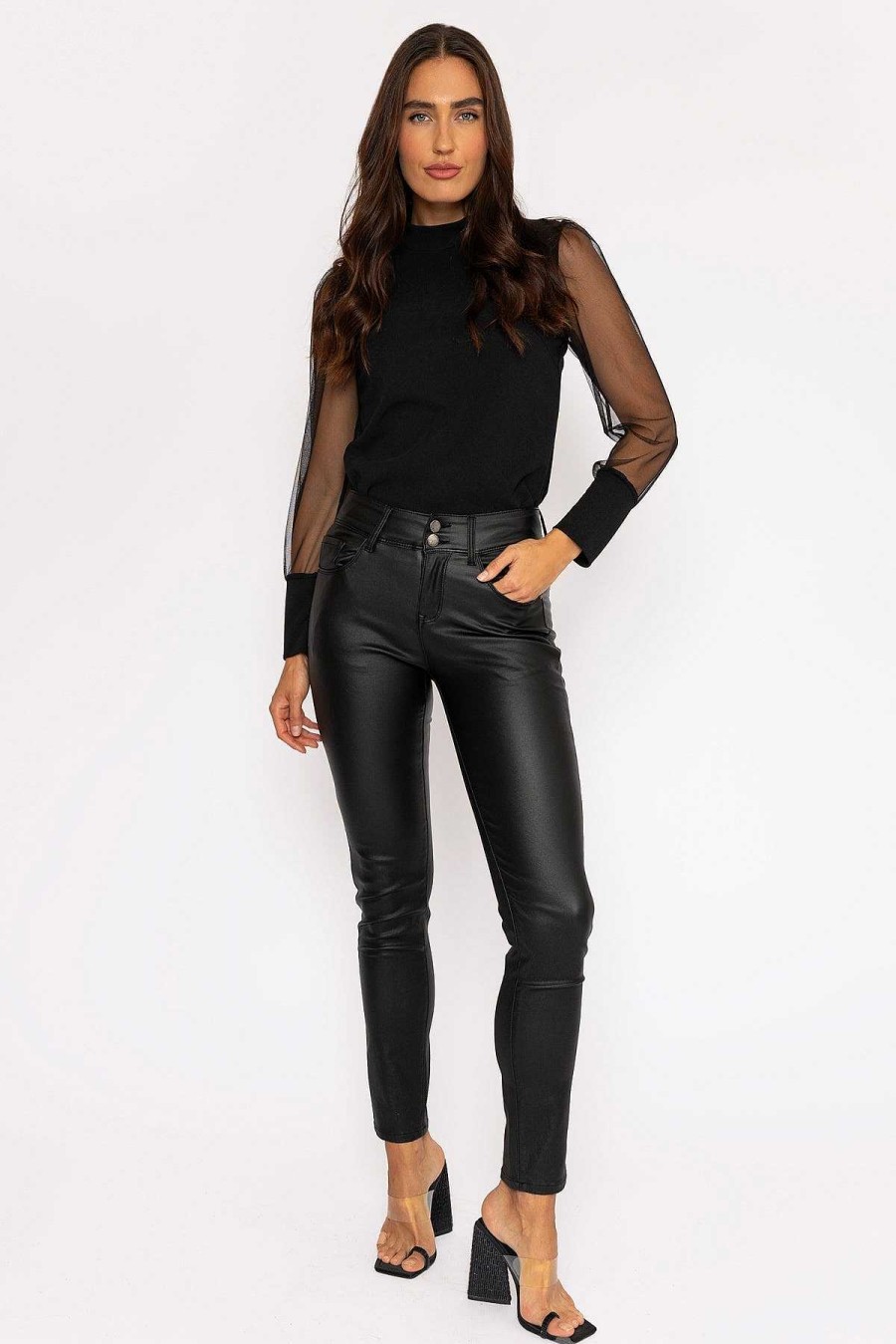 Jeans & Trousers | J'aime la Vie Black Pu Jeans