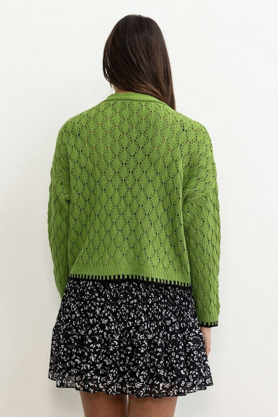 Jumpers & Cardigans | Pala D'oro Sport Green Tipped Edge Cardigan