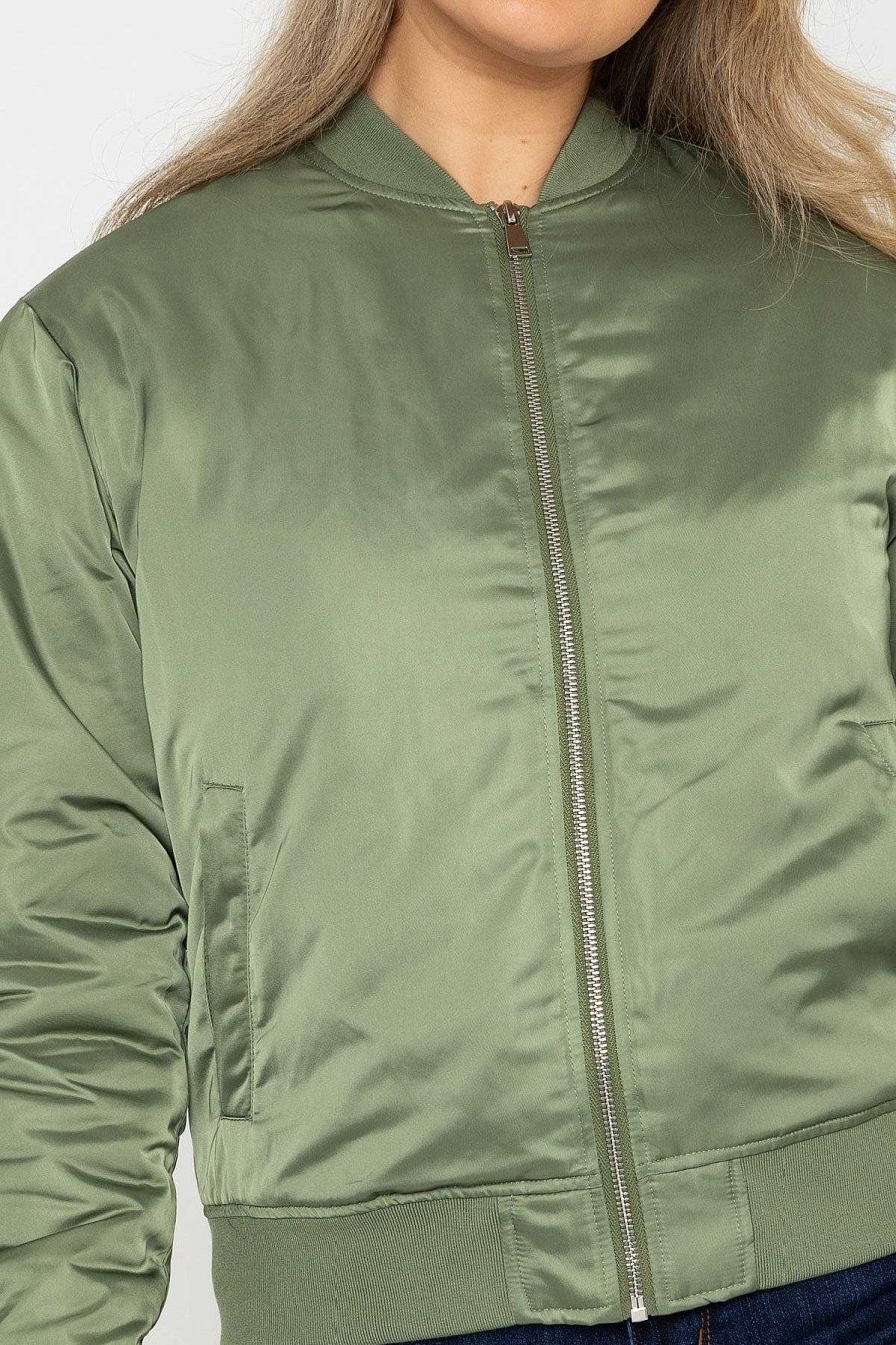 Coats & Jackets | Rowen Avenue Satin Bomber In Khaki