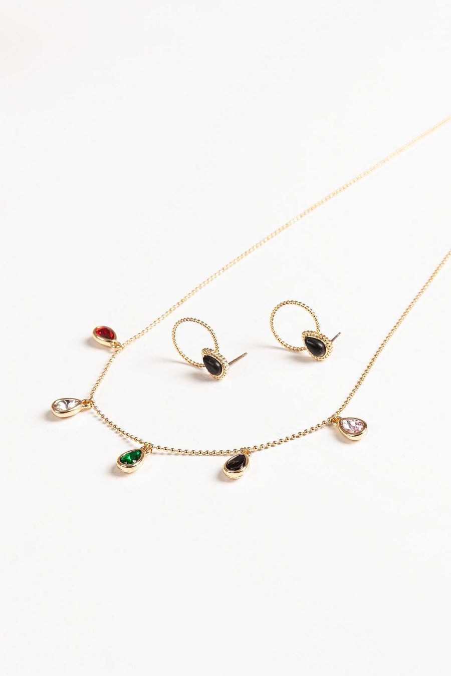 Necklaces | Joularie Coloured Teardrop Chain