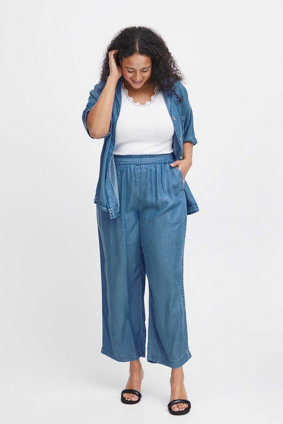 Jeans & Trousers | Simple Wish Wide Leg Jeans In Denim