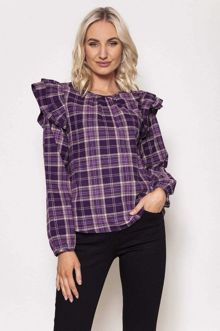 Tops & Blouses | Rowen Avenue Soft Touch Ruffle Blouse In Purple