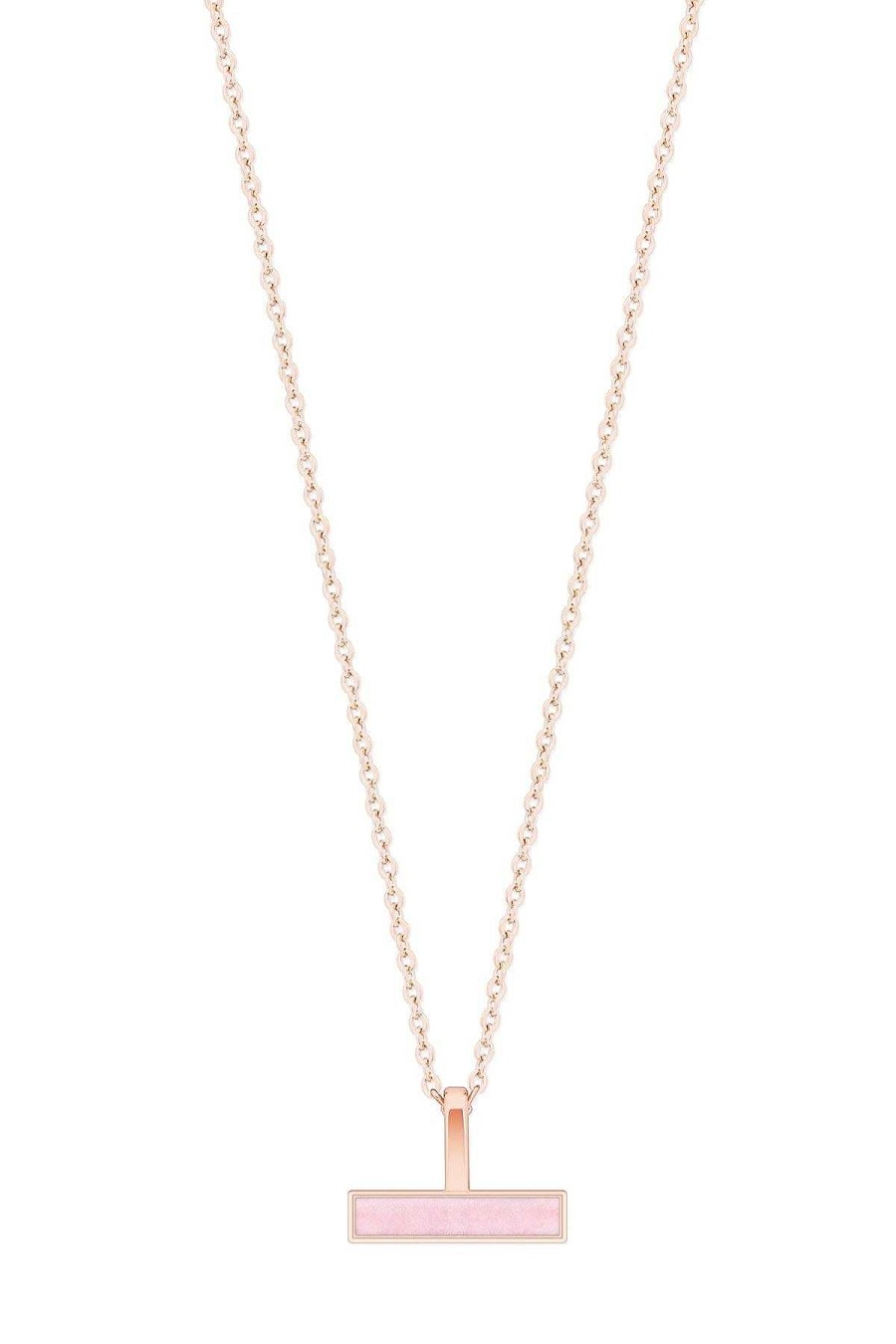 Boxed Gifts | Tipperary Crystal Jewellery T-Bar Pink Bar Pendant In Rose Gold