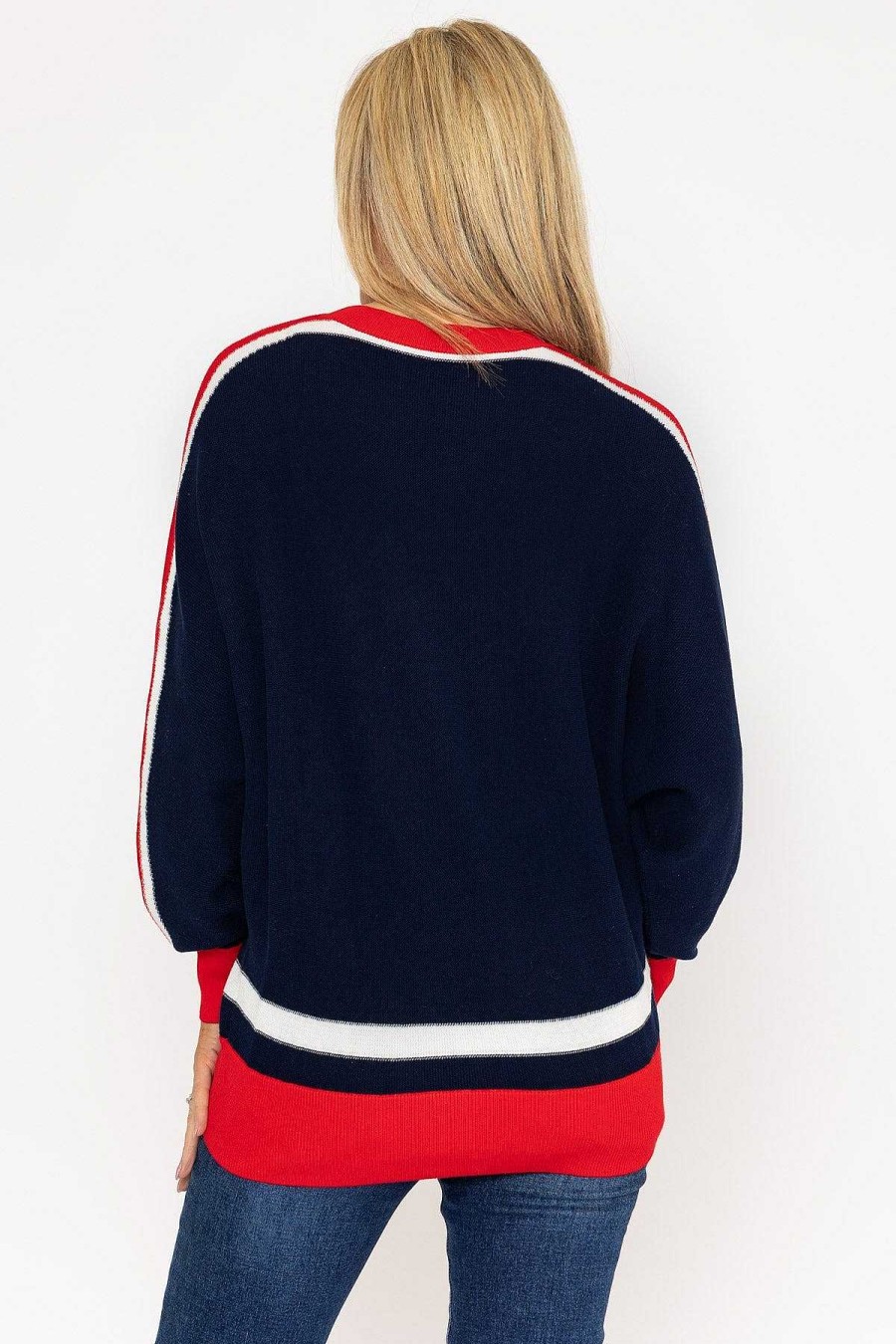 Jumpers & Cardigans | West Quay Colour Block Stripe Knit Sweater In Navy