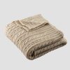 Throws | Galway Crystal Warm Grey Aran Knit Throw