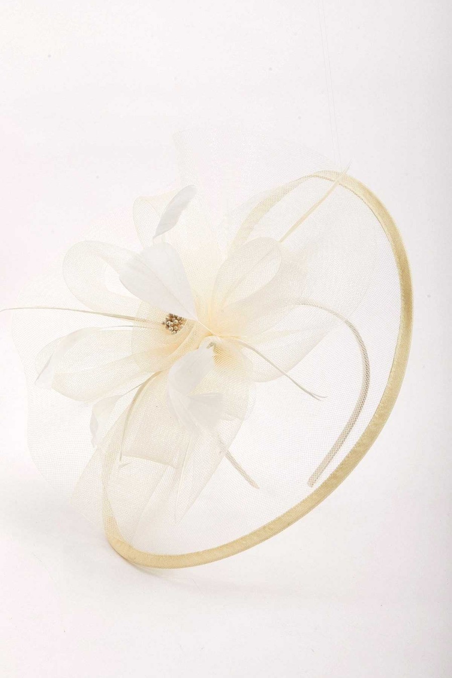 Fascinators | SOUL Accessories Large Cream Fascinator With Floral Bow