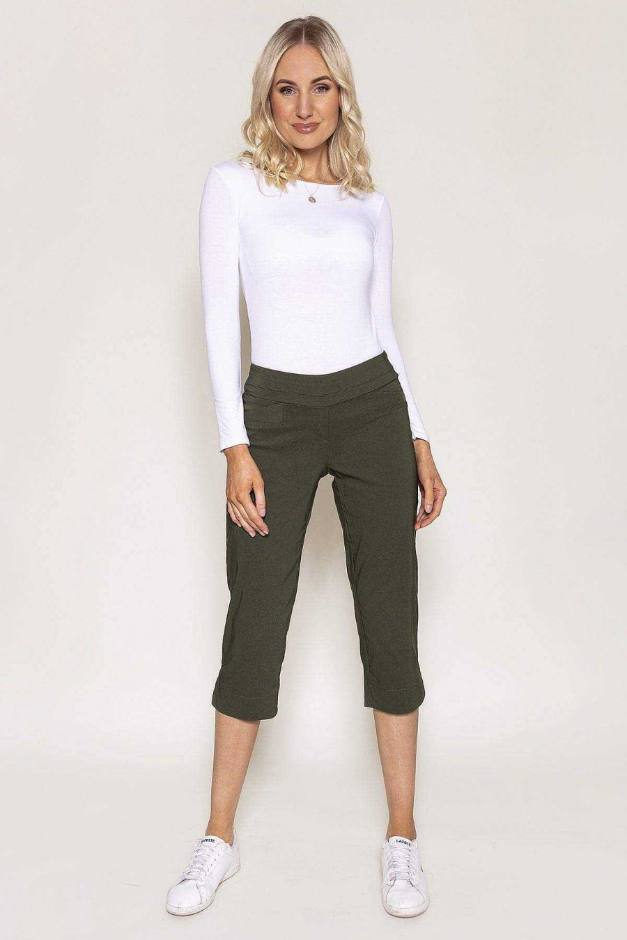 Jeans & Trousers | Kelly & Grace Weekend Bengaline Crop Pants In Khaki