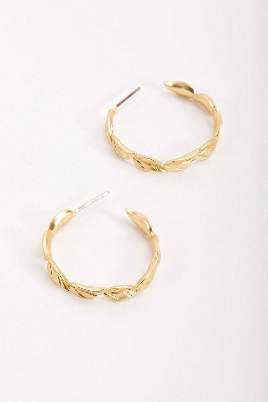 Earrings | Soul Jewellery Open Hoop Leaf Earrings