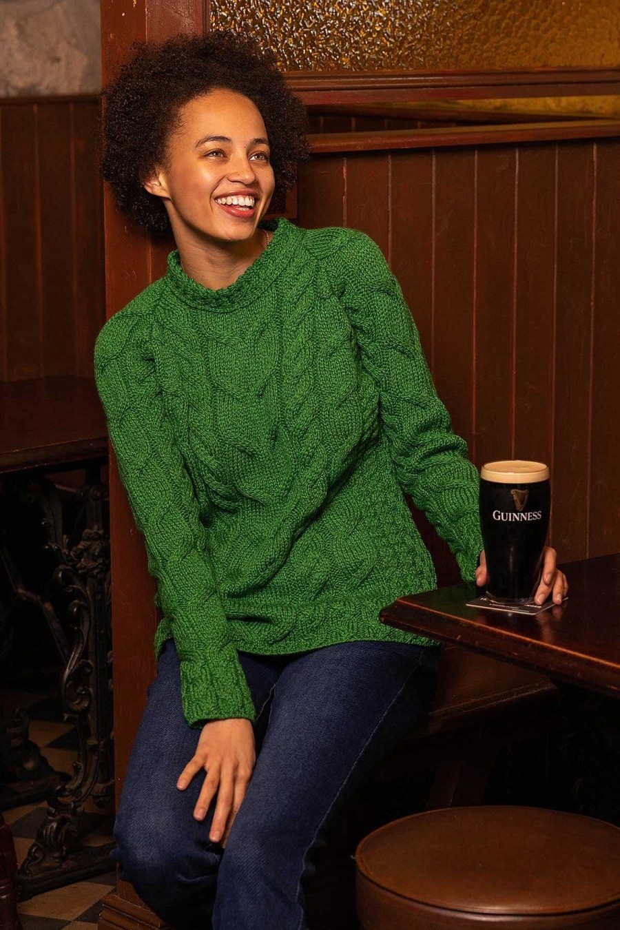 Jumpers & Cardigans | Aran Woollen Mills Super Soft Raglan Crew Sweater In Green