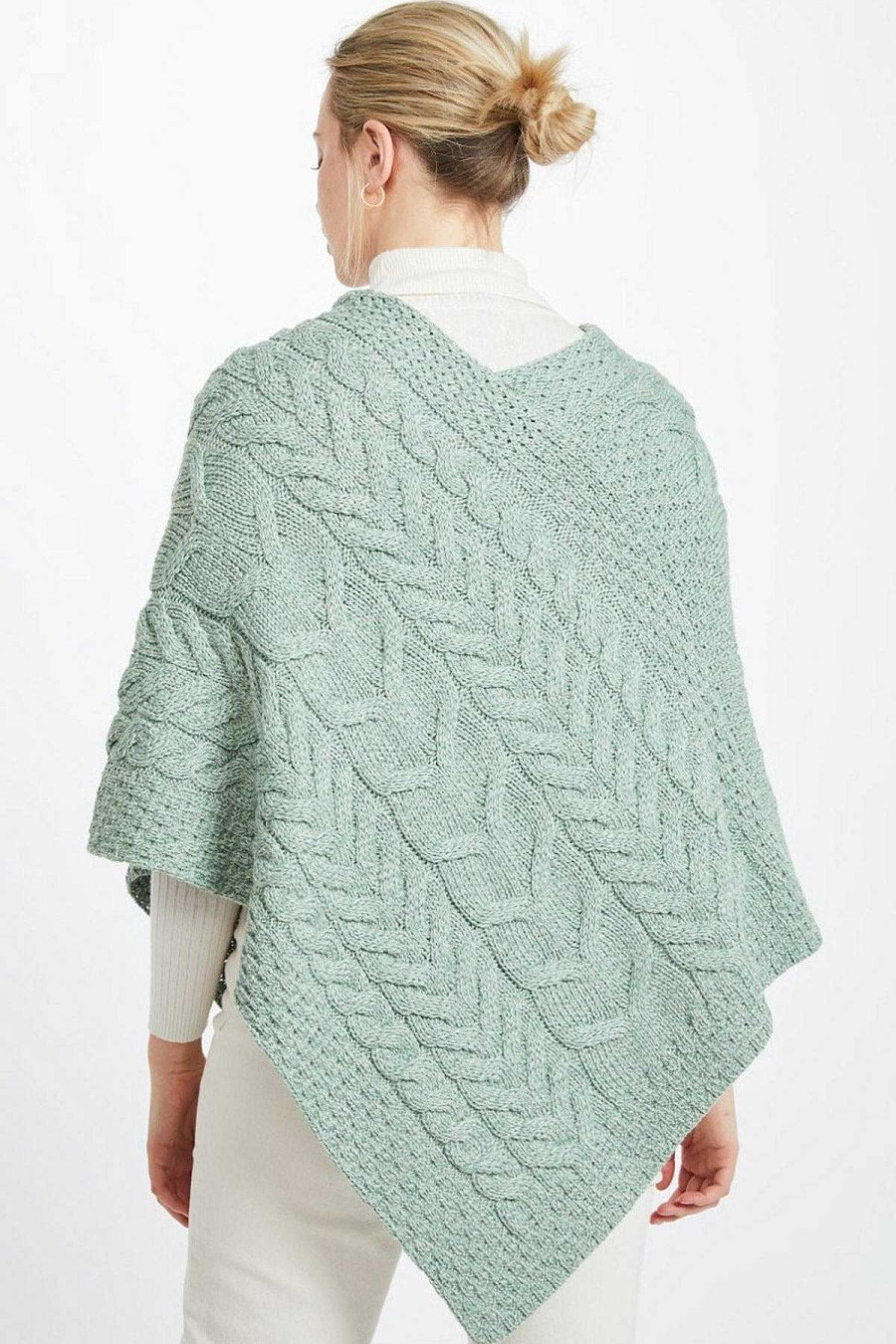 Coats & Jackets | Aran Woollen Mills Women'S Super Soft Merino Wool Poncho In Mint