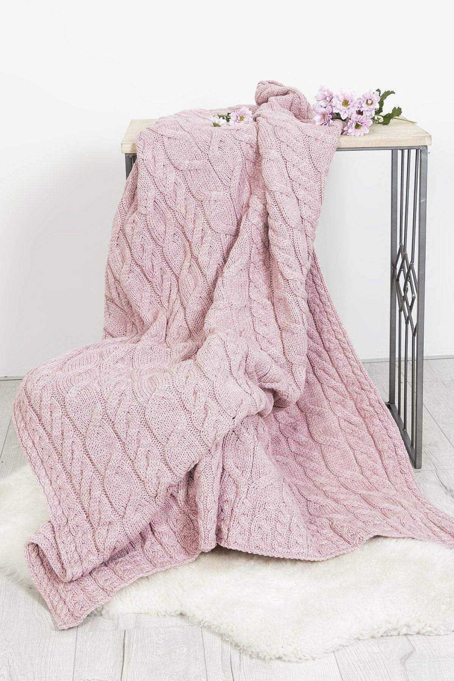 Throws | Aran Woollen Mills Super Soft Merino Throw In Pink