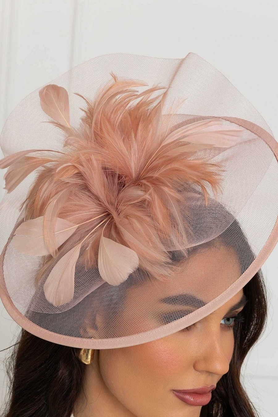 Fascinators | SOUL Accessories Large Blush Fascinator With Feather