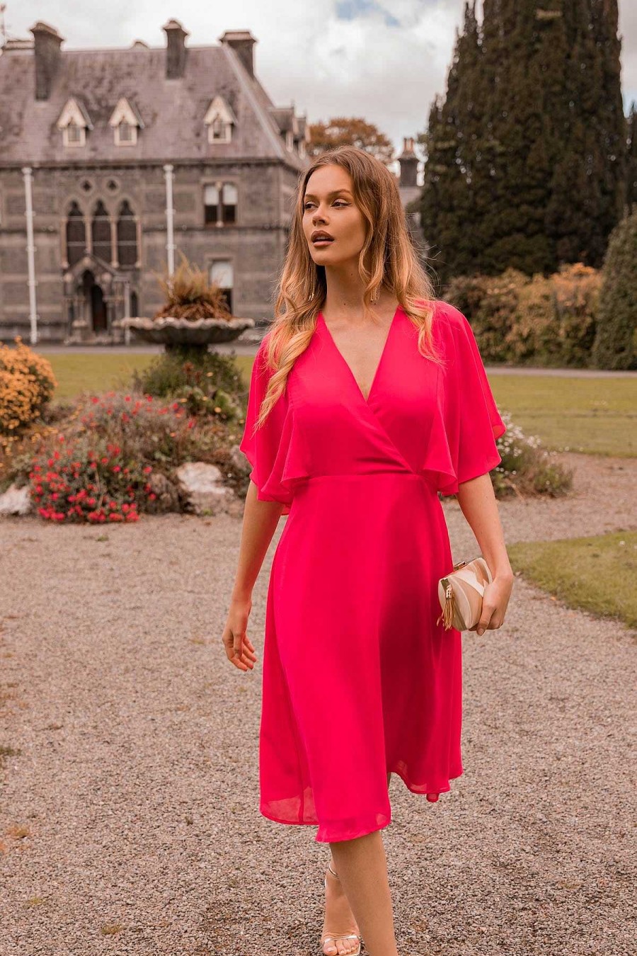 Sale Dresses | Rowen Avenue Fuchsia Angel Sleeve Dress