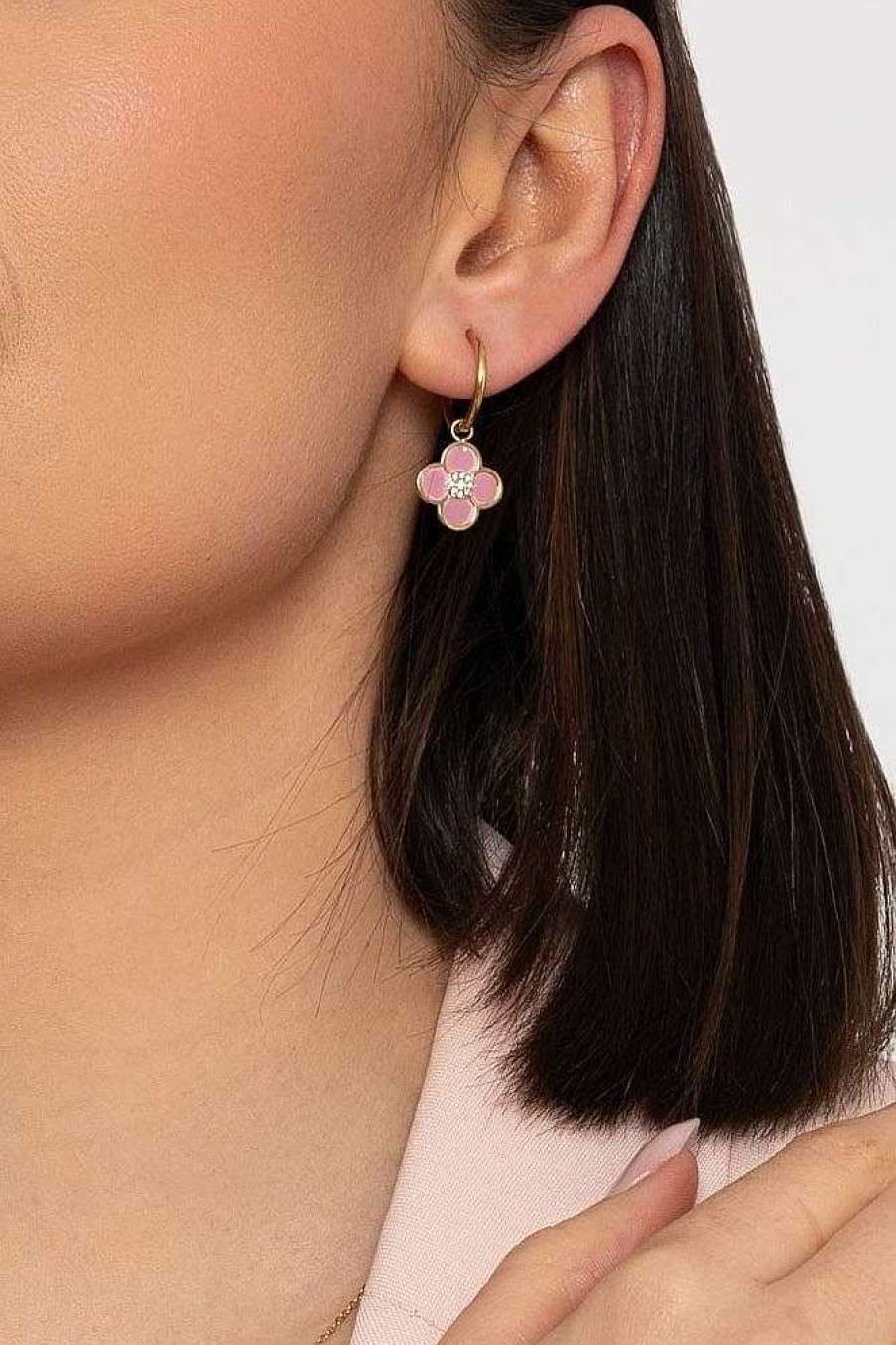 Boxed Gifts | Knight & Day Pink Floral Hoop Earrings