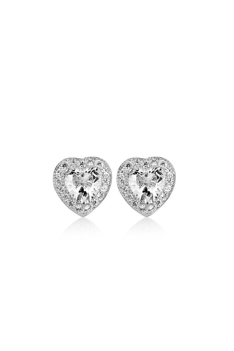 Boxed Gifts | Newbridge Silverware Jewellery Clear Stone Heart Earrings