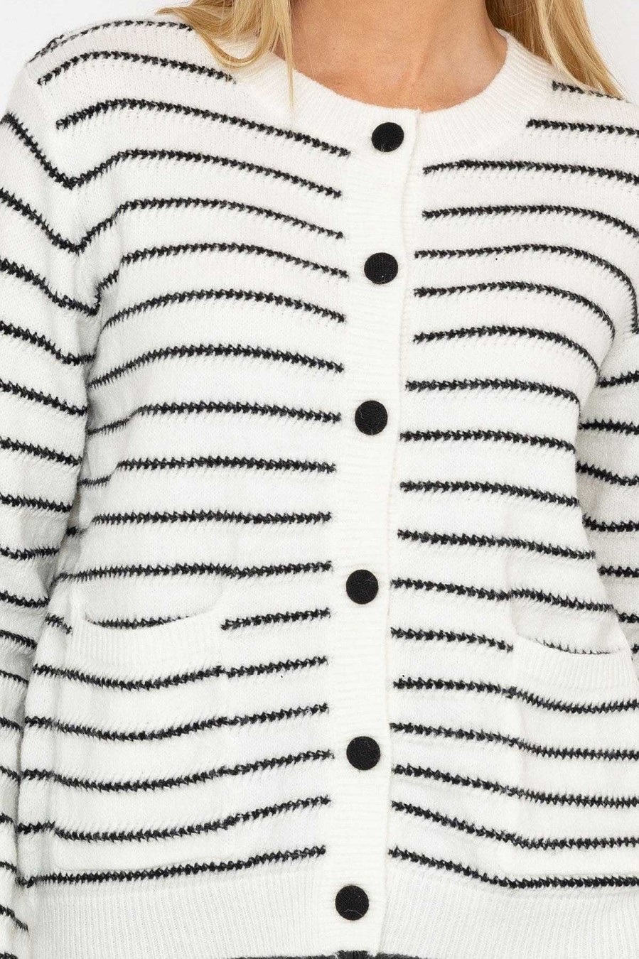 Jumpers & Cardigans | J'aime la Vie Stripe Cardigan In Mono