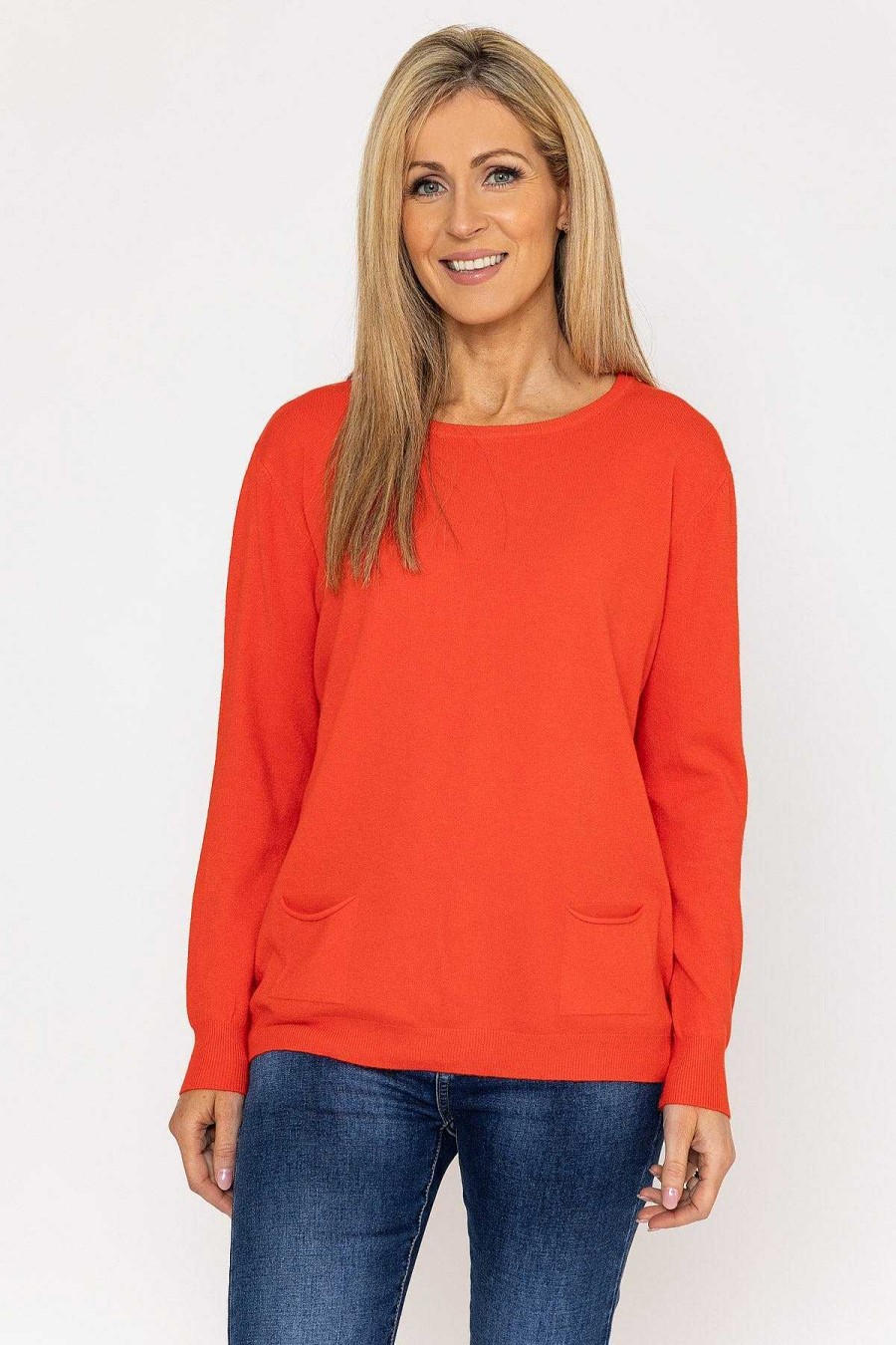 Jumpers & Cardigans | J'aime la Vie Button Detail Knit In Orange