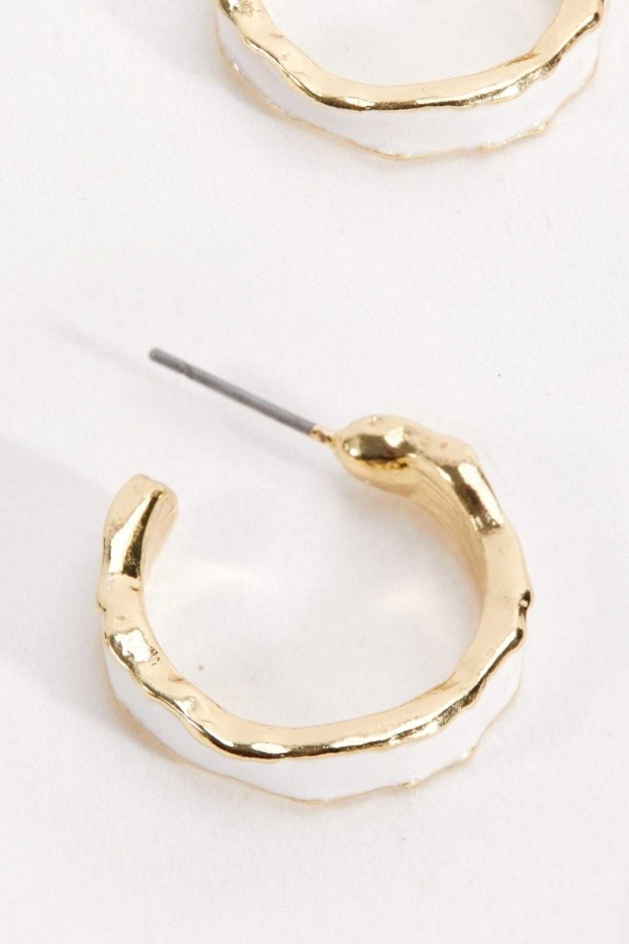 Earrings | Soul Jewellery White And Gold Hoop Earrings