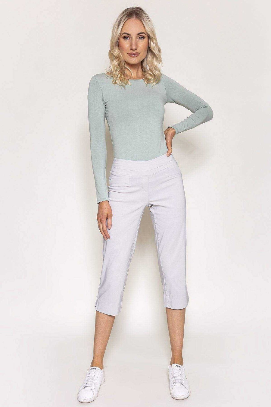 Jeans & Trousers | Kelly & Grace Weekend Bengaline Crop Pants In Grey