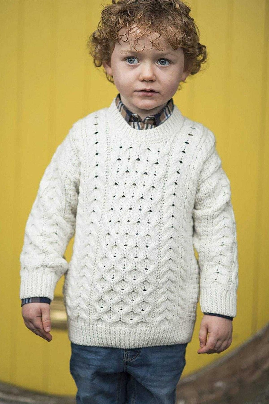 Jumpers & Cardigans | Aran Woollen Mills Kids Aran Jumper In Cream