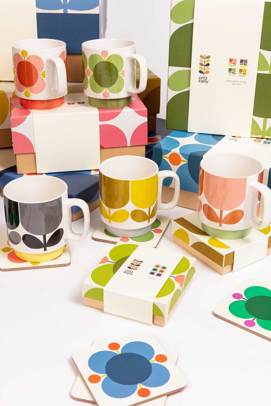 Placemats & Coasters | Orla Kiely Set Of 6 Cork Coasters - Atomic Flower