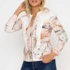 Coats & Jackets | Kalisson Abstract Printed Zip Up Jacket In Peach