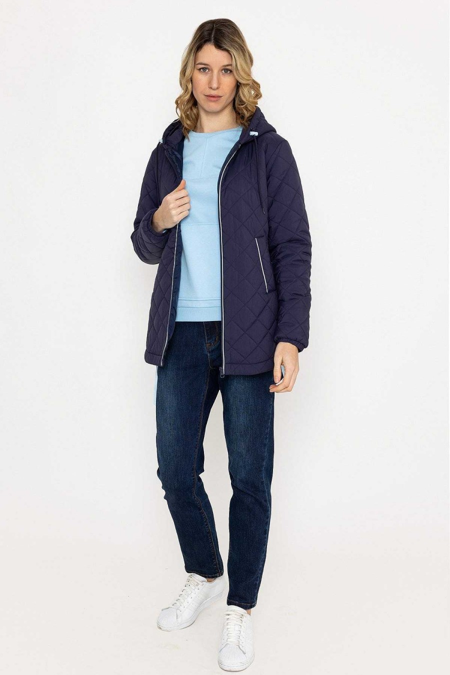 Coats & Jackets | Kelly & Grace Weekend Navy Lightweight Quilted Coat