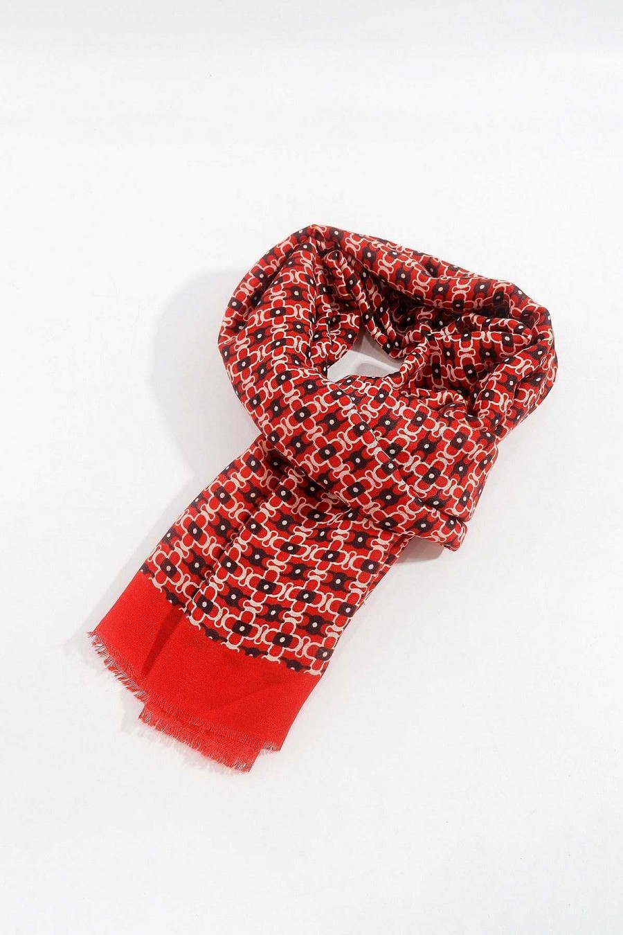 Accessories | SOUL Accessories Geometric Print Scarf In Red