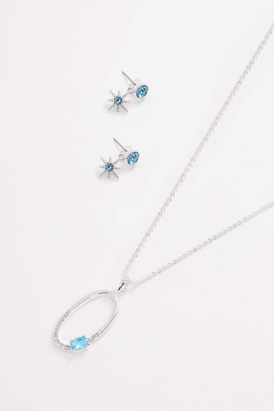 Her | Joularie Oval Pendant With Blue Stone